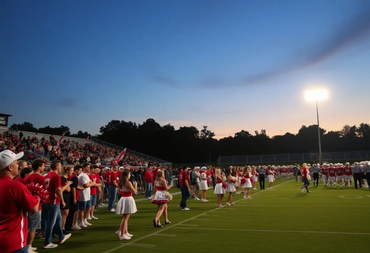 High school football fans cheering during a game