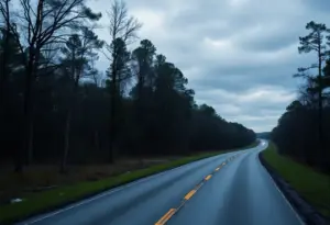 Empty road in Greenwood County, South Carolina, symbolizing loss.