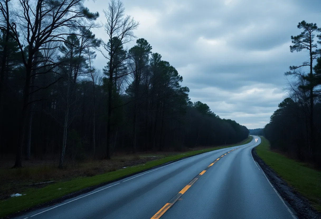 Empty road in Greenwood County, South Carolina, symbolizing loss.