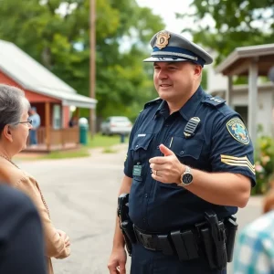 Law enforcement officer in Laurens County promoting community safety.