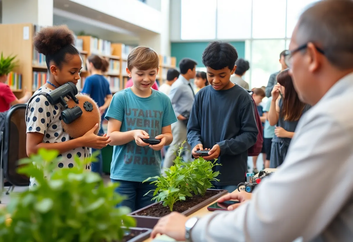 Community members participating in library events