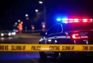Police car at a shooting scene in Laurens, South Carolina