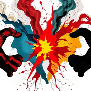 Abstract representation of masculinity and violence