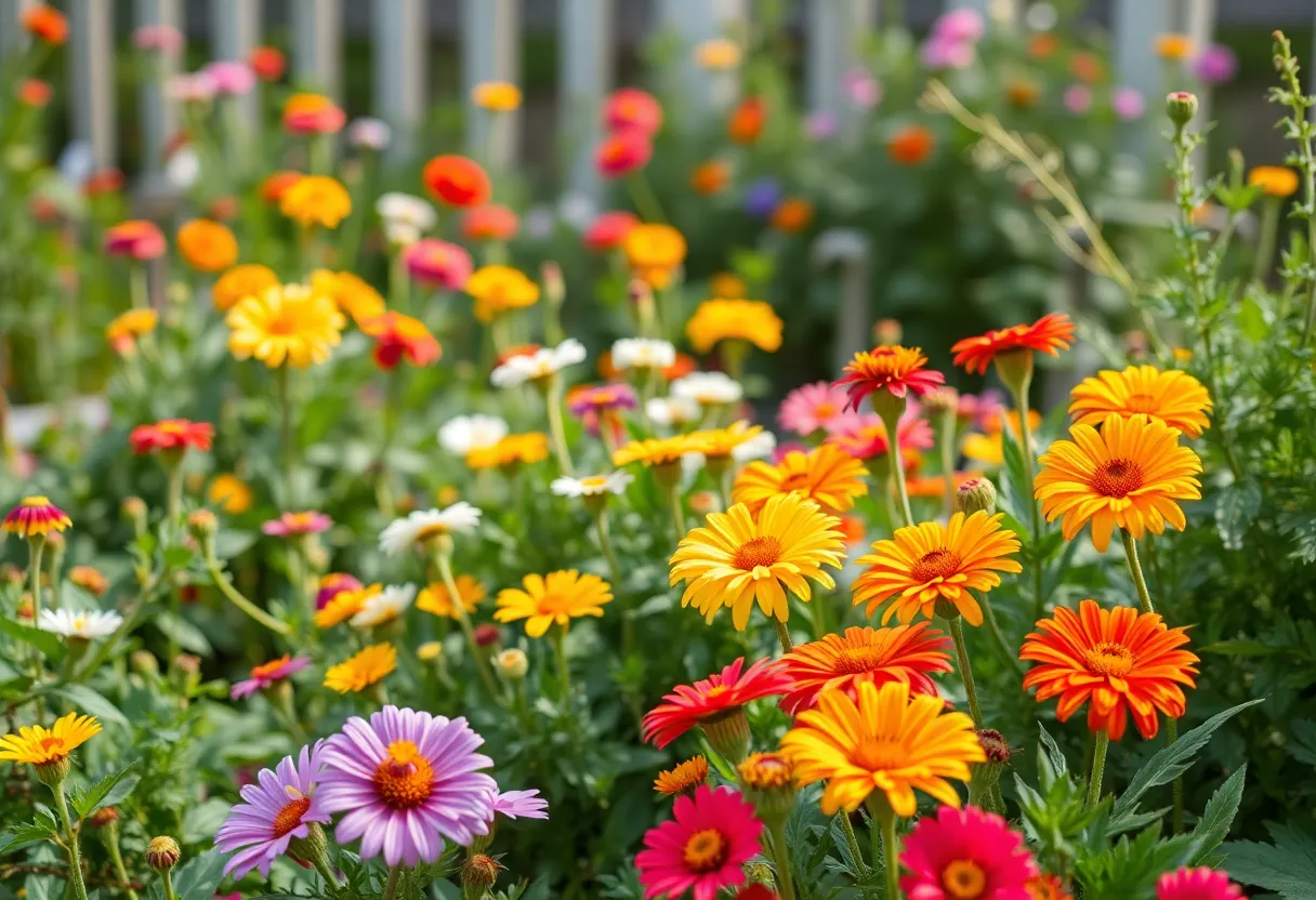 A vibrant garden filled with flowers symbolizing remembrance and love.