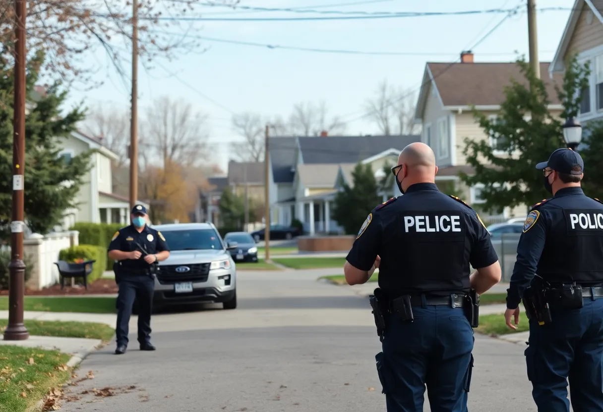 Police officers securing the neighborhood in Clinton