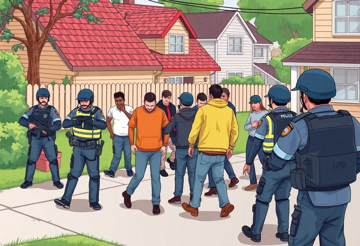 Law enforcement officers conducting arrests