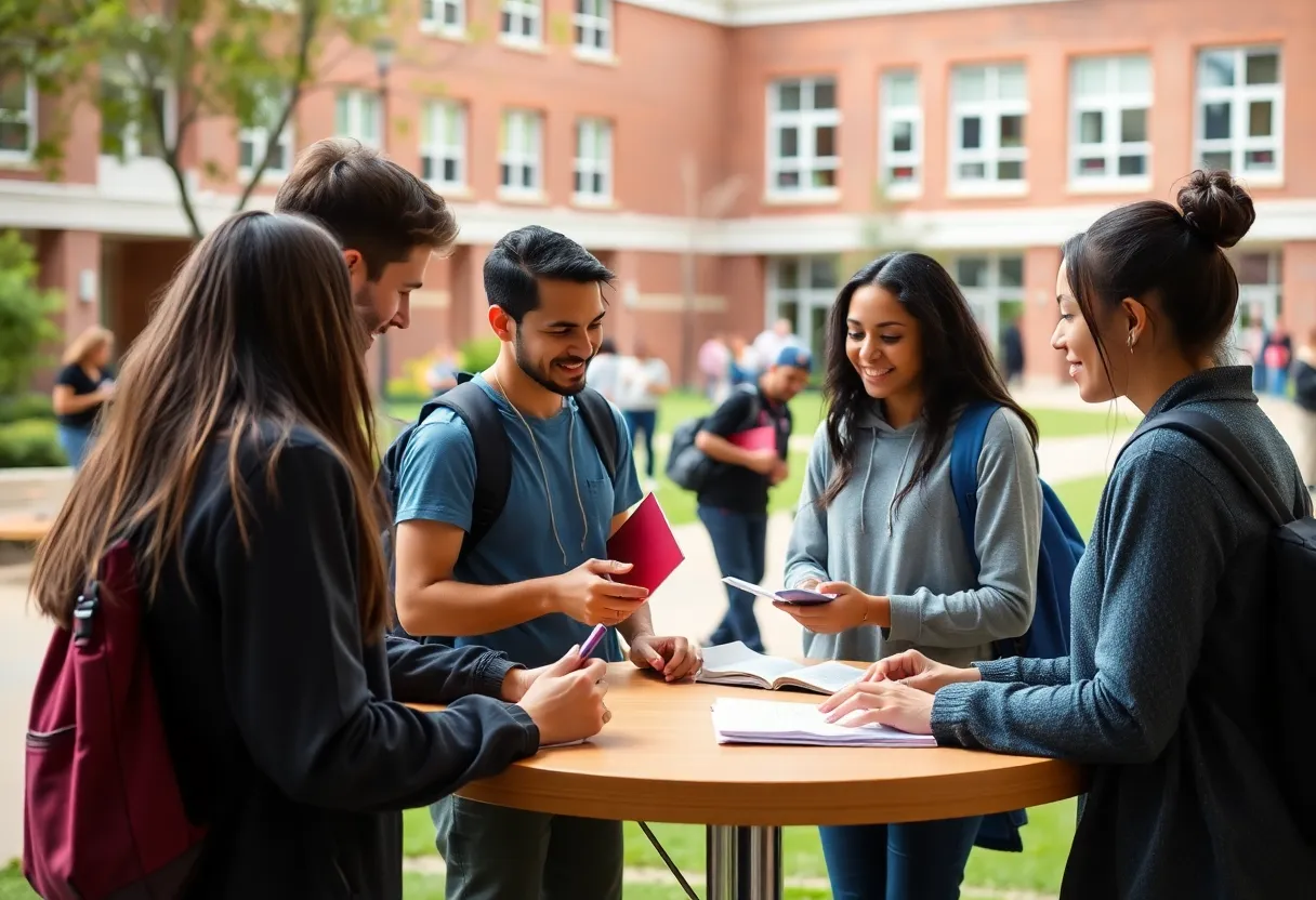 Students studying on Presbyterian College campus