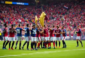 Team celebrating after a football game victory
