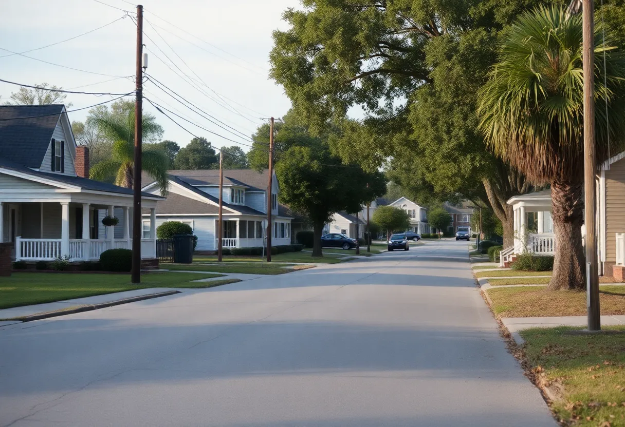 A quiet street in Clinton South Carolina