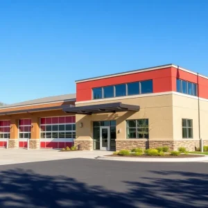 Exterior view of the renovated Fuller Fire Station in Clinton