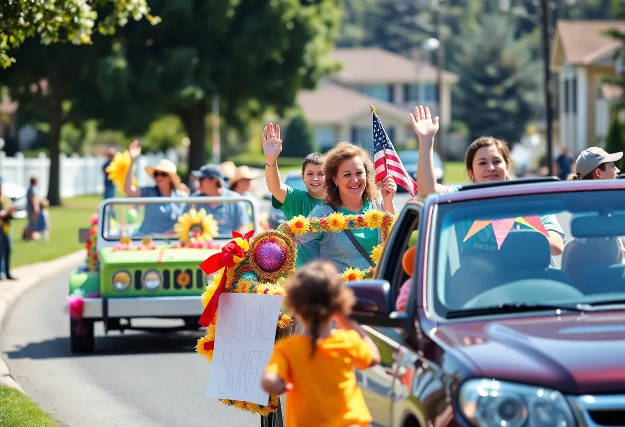 South Central Elementary School staff parade in Union Mills