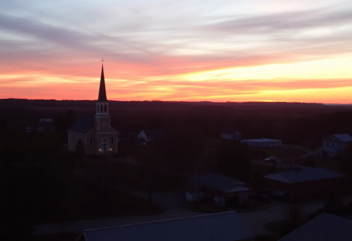 Sunset view over the town of Clinton, South Carolina