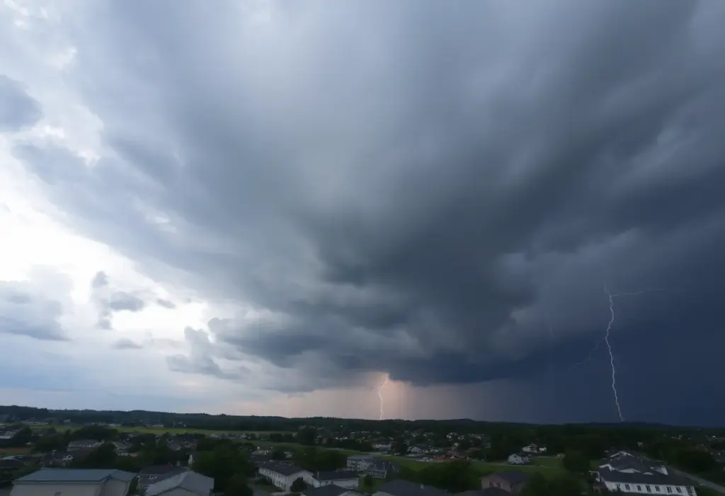 View of a thunderstorm cloud over Clinton SC