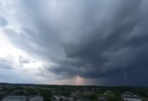 View of a thunderstorm cloud over Clinton SC