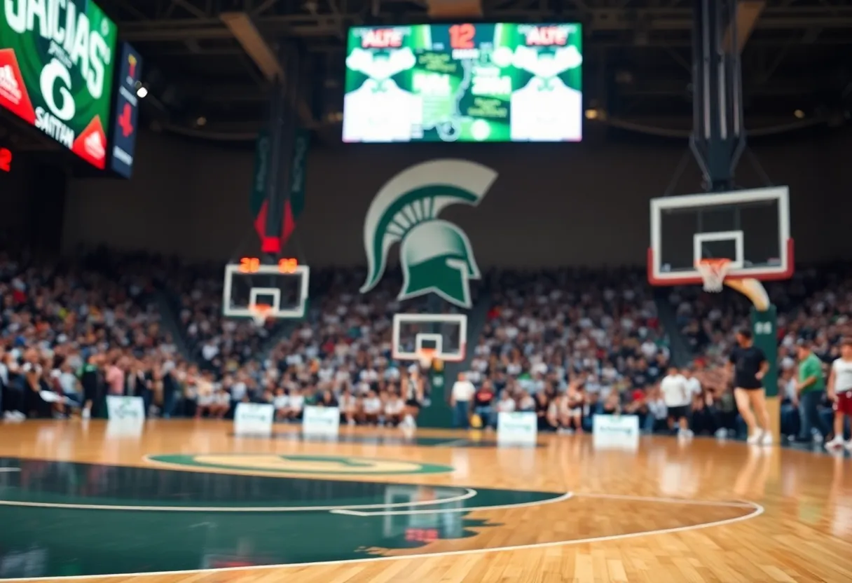 Upstate Men's Basketball team playing on the court