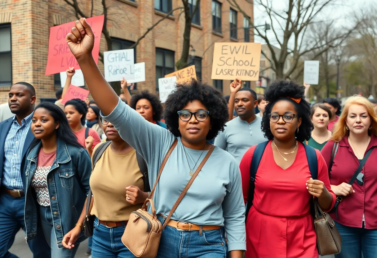 Civil rights activists during a march in the 1950s