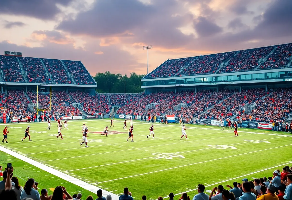 Football players from Clinton High School in action during a match