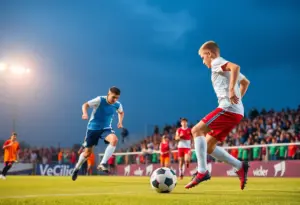 Soccer players from Clinton High School in action during a match against East Duplin.