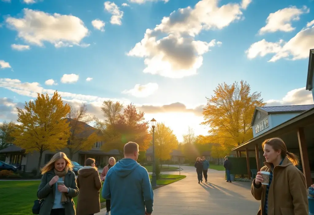 A picturesque fall day in Clinton SC with people enjoying the outdoors.