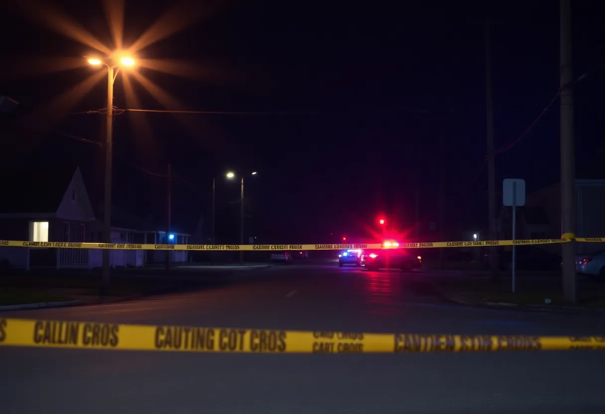 Police investigation scene with caution tape in Clinton SC