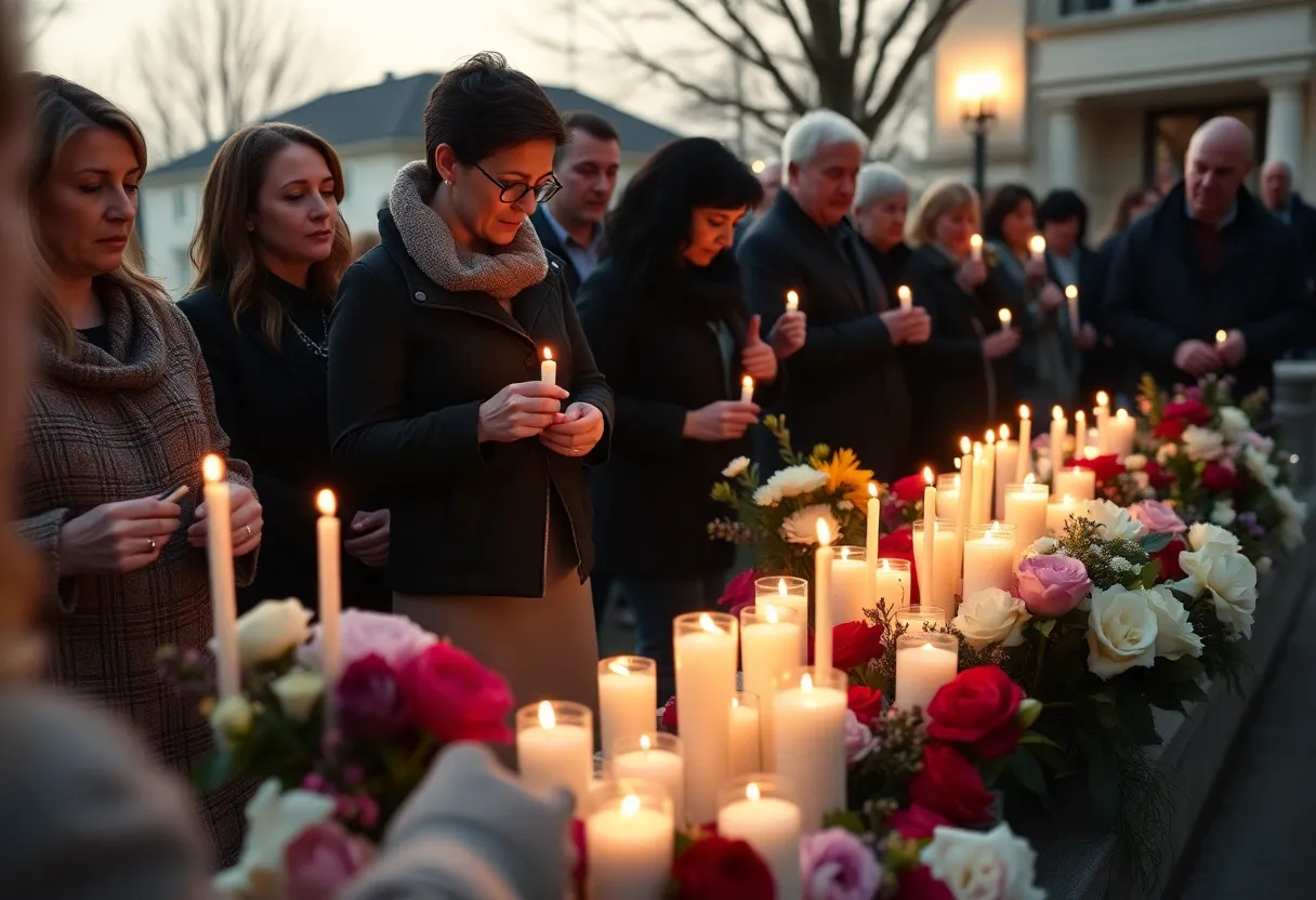 Candles and flowers at a vigil for Charlie Kirk