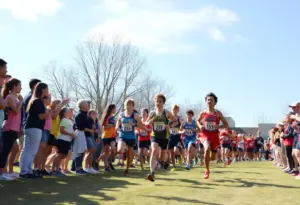 Athletes competing in a cross country race at Clinton High School