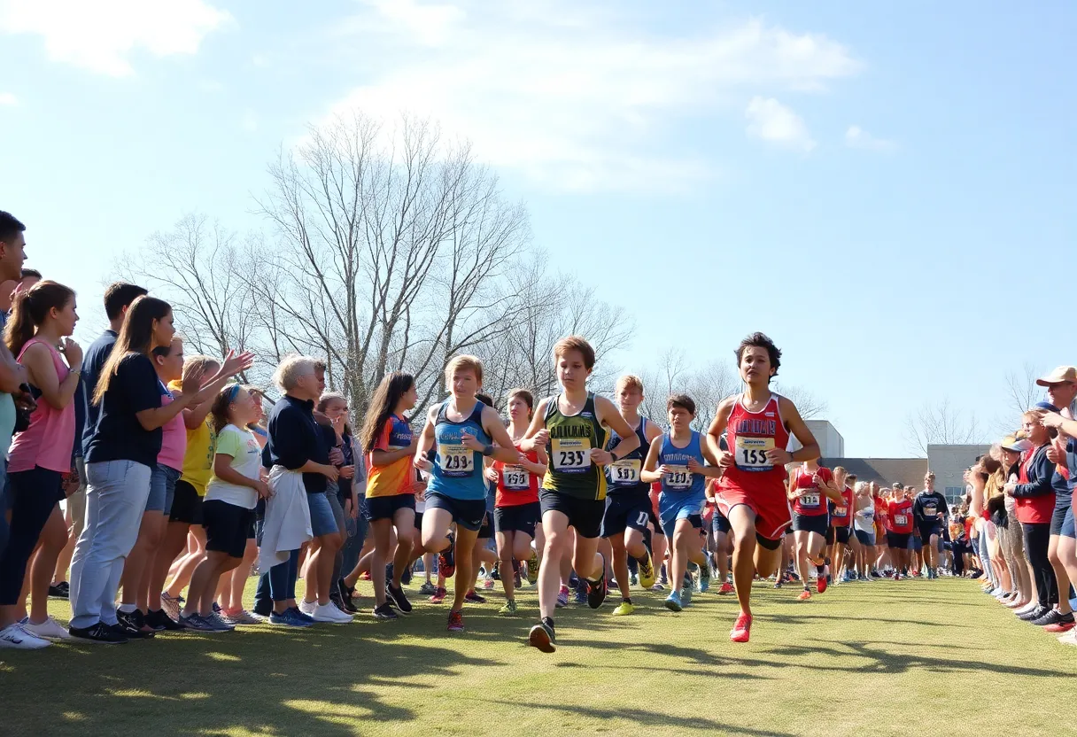 Athletes competing in a cross country race at Clinton High School