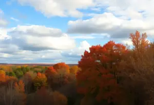 Partly cloudy fall day in Clinton SC