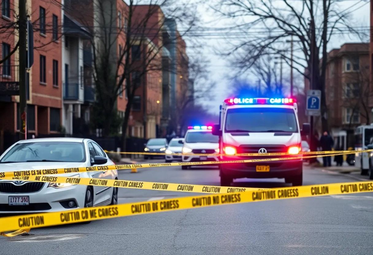 Police cars and caution tape at a crime scene in Fountain Inn, SC