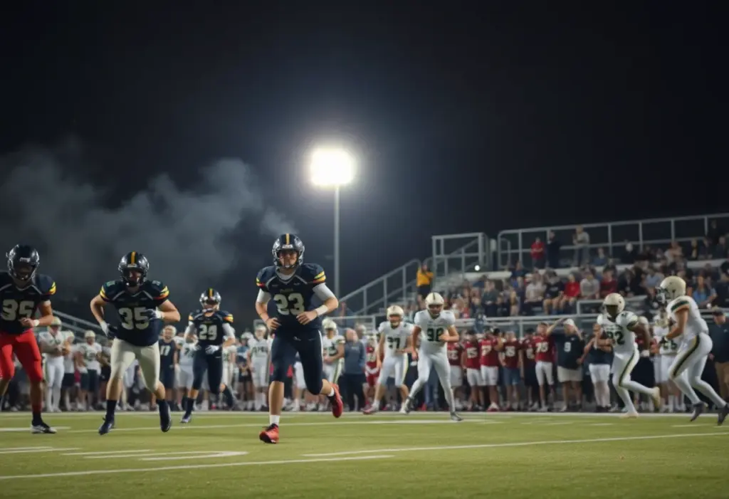 Players in action during a South Carolina high school football game.