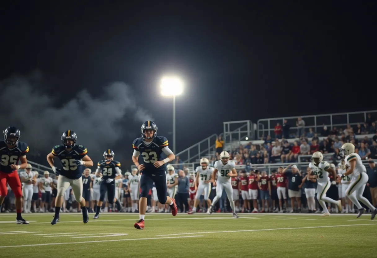 Players in action during a South Carolina high school football game.