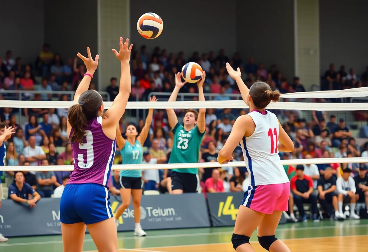 Mid-Carolina Rebels competing in a volleyball match
