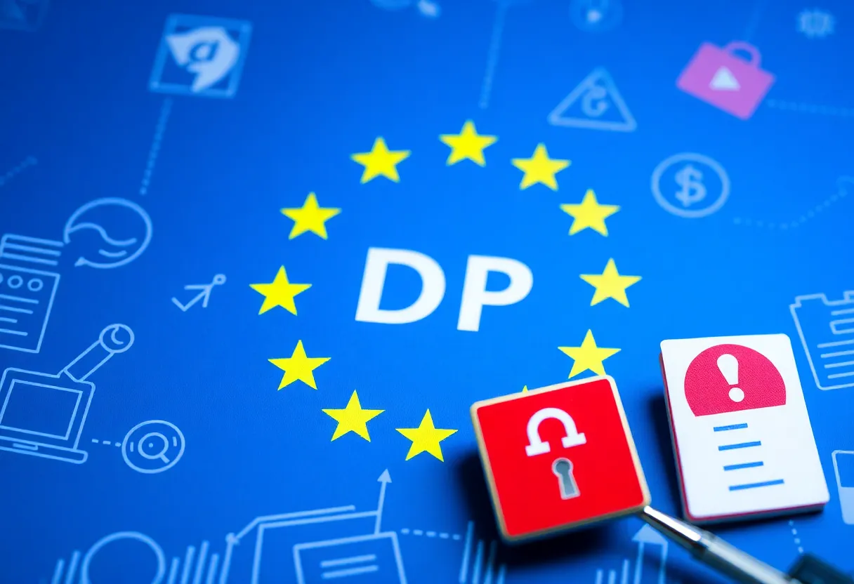 Graphic illustrating GDPR regulations and user data tracking