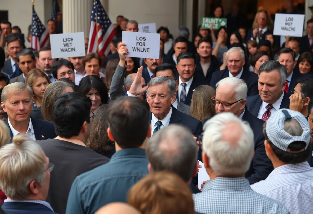 Crowd expressing views on political violence