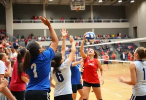 Volleyball match at Presbyterian College