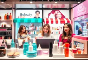 A digital collage showcasing Sephora and Condé Nast e-commerce platforms with beauty products.