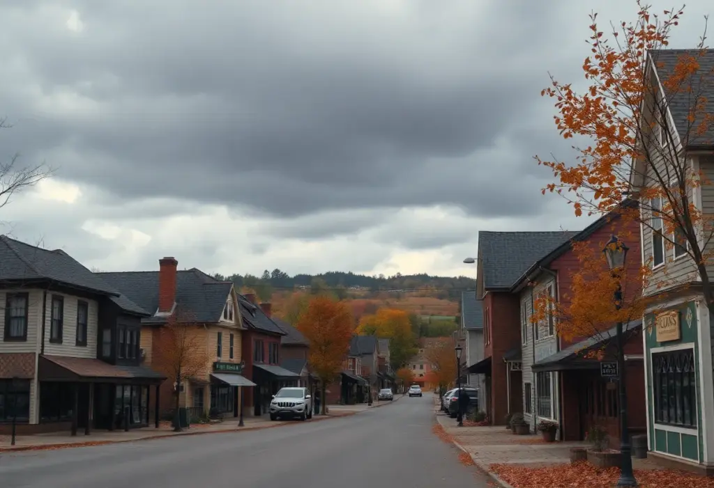 Autumn scene in Clinton SC with stormy weather