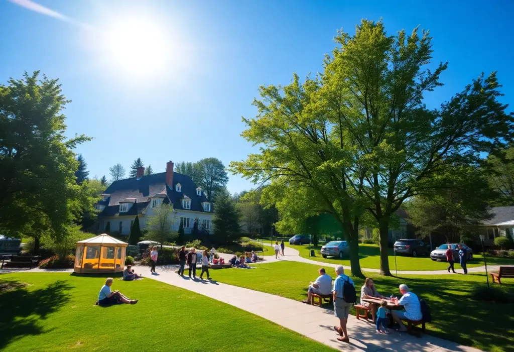 Sunny day in Clinton SC with people enjoying outdoor activities