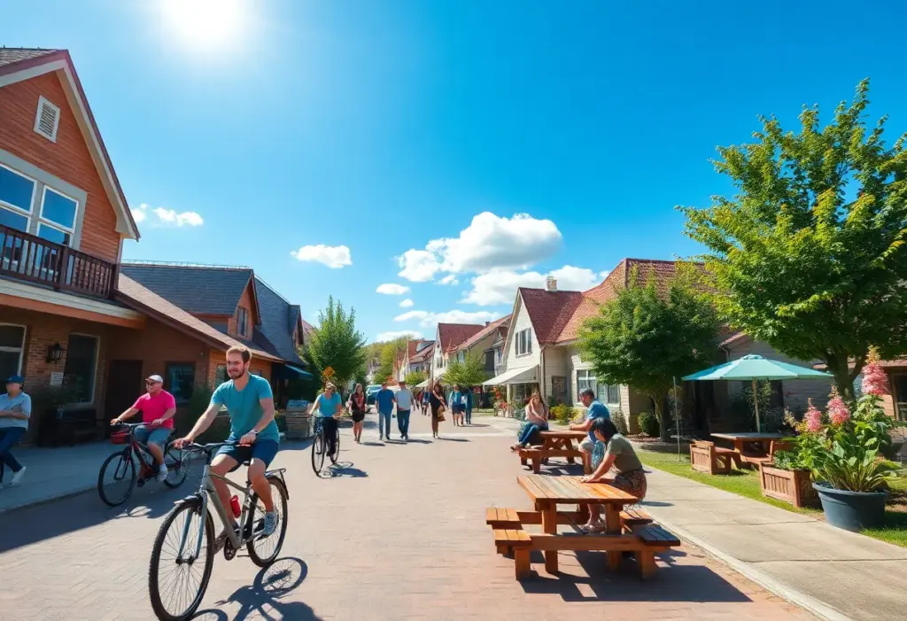 A sunny day in Clinton SC with clear skies and residents enjoying outdoor activities.
