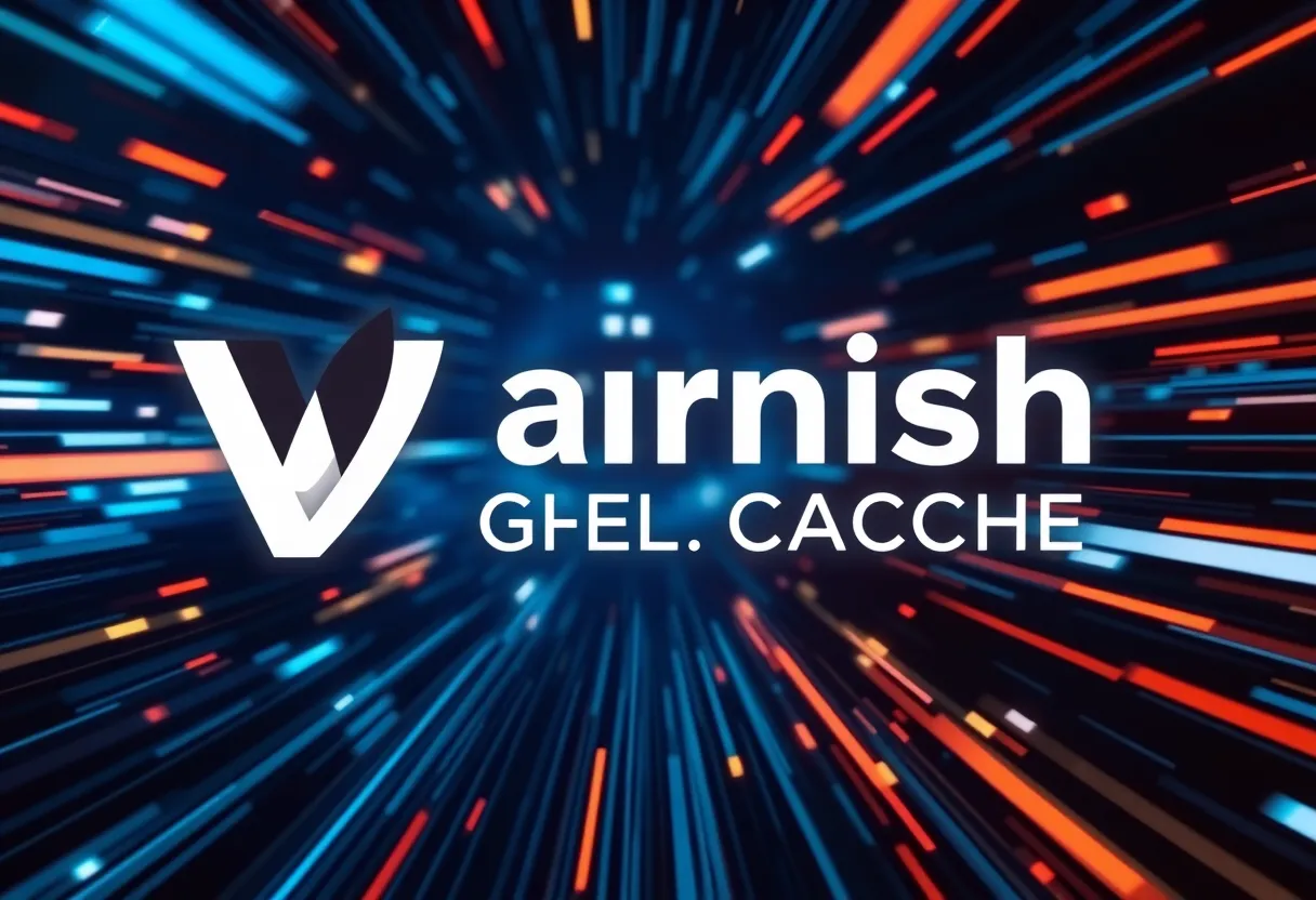 Illustration of Varnish Cache logo with symbols of speed