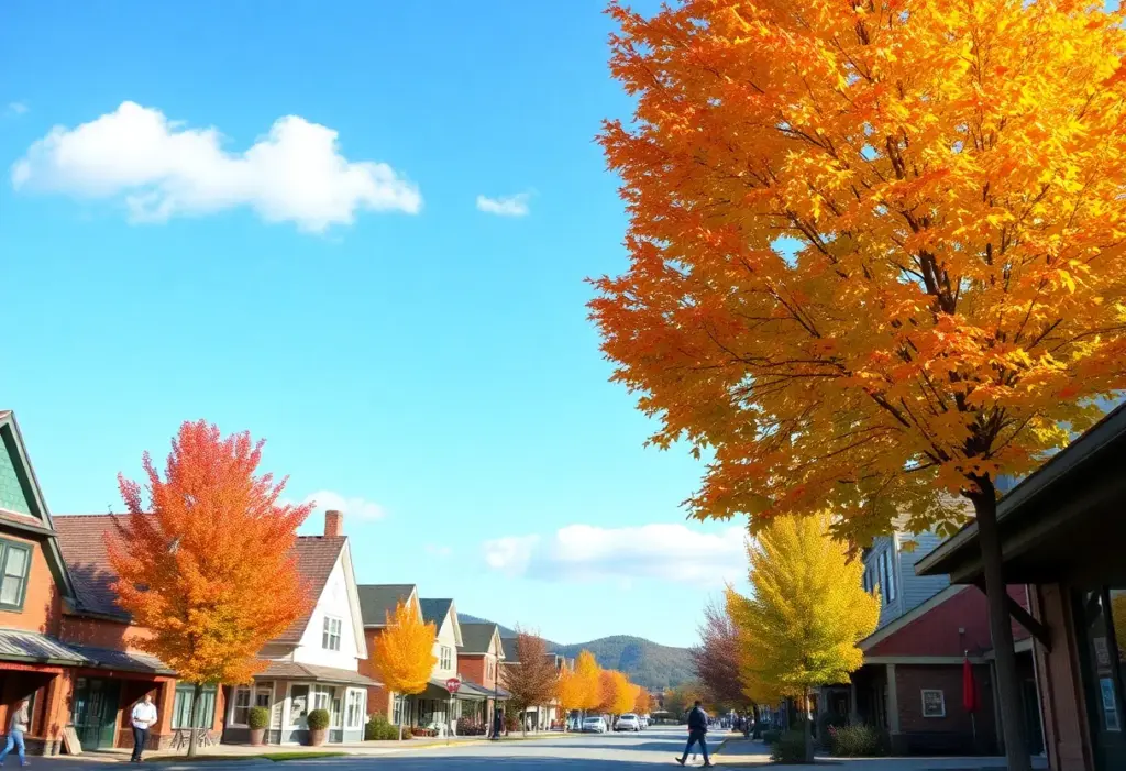 Fall day in Clinton SC with colorful leaves and clear skies