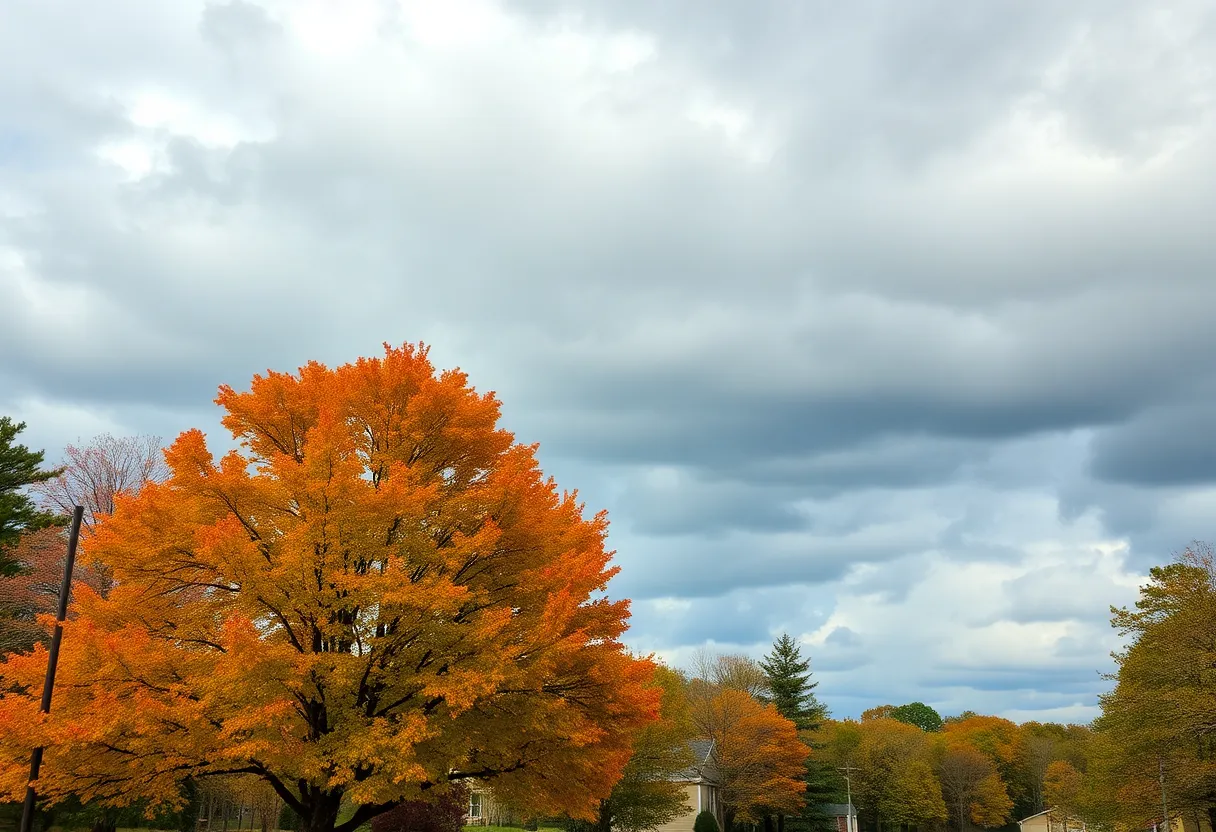 A cloudy autumn day in Clinton, South Carolina.