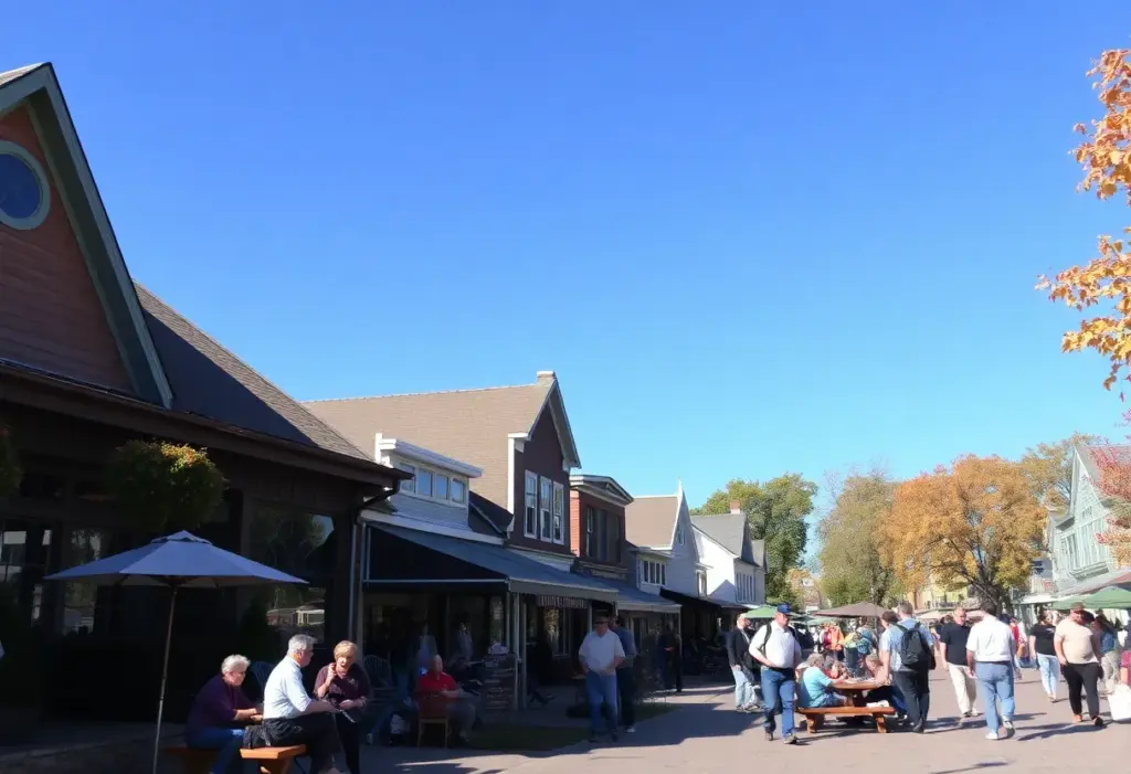 Sunny day in Clinton, South Carolina with people outdoors