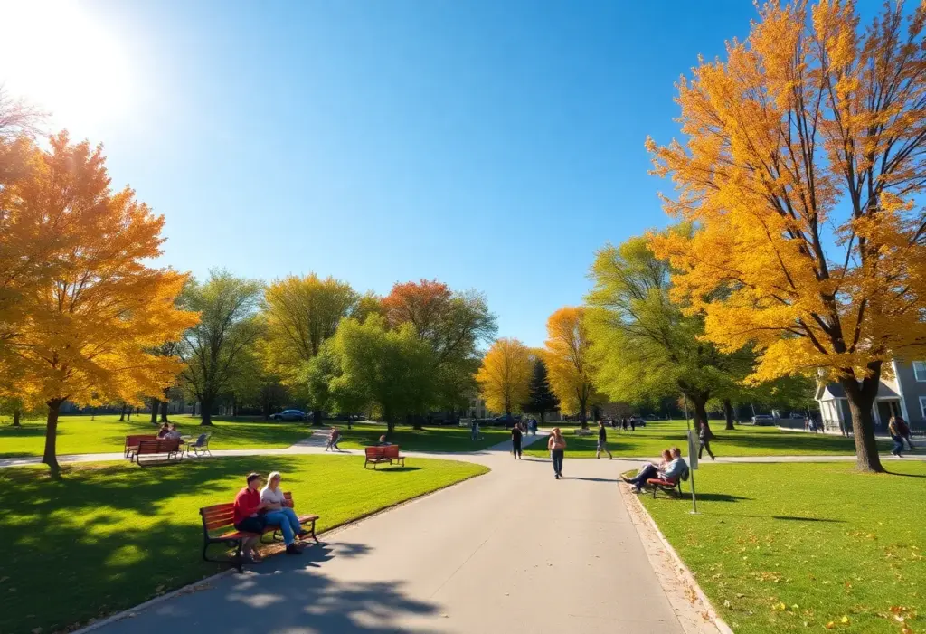 People enjoying a sunny fall day in Clinton, South Carolina