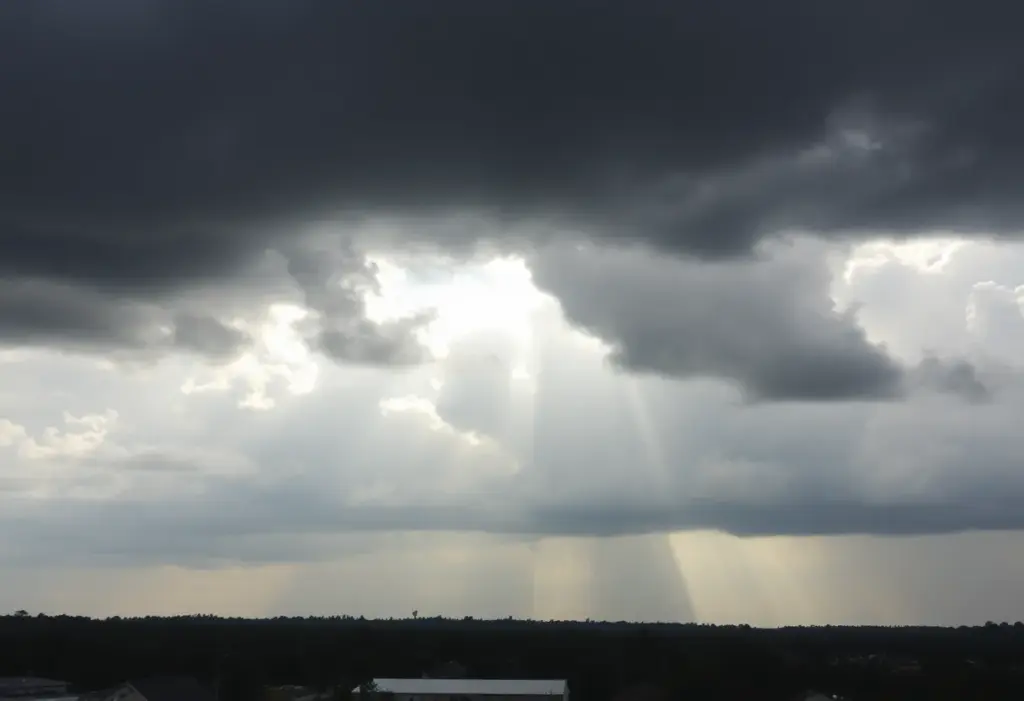 Dramatic weather in Clinton, SC with clouds and sunlight