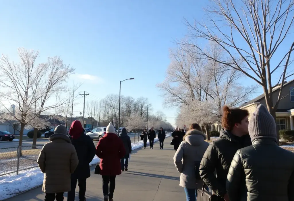 A chilly winter morning scene in Clinton SC with clear skies.