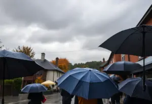 Gloomy weather in Clinton SC with cloudy skies and rain.