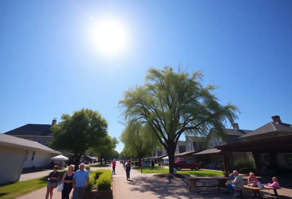 Clear blue skies over Clinton SC with people enjoying outdoor activities