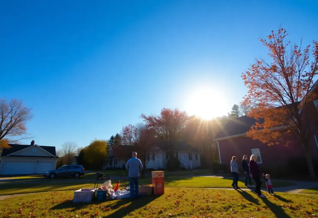 Clear Thanksgiving morning in Clinton, SC with families gathering.