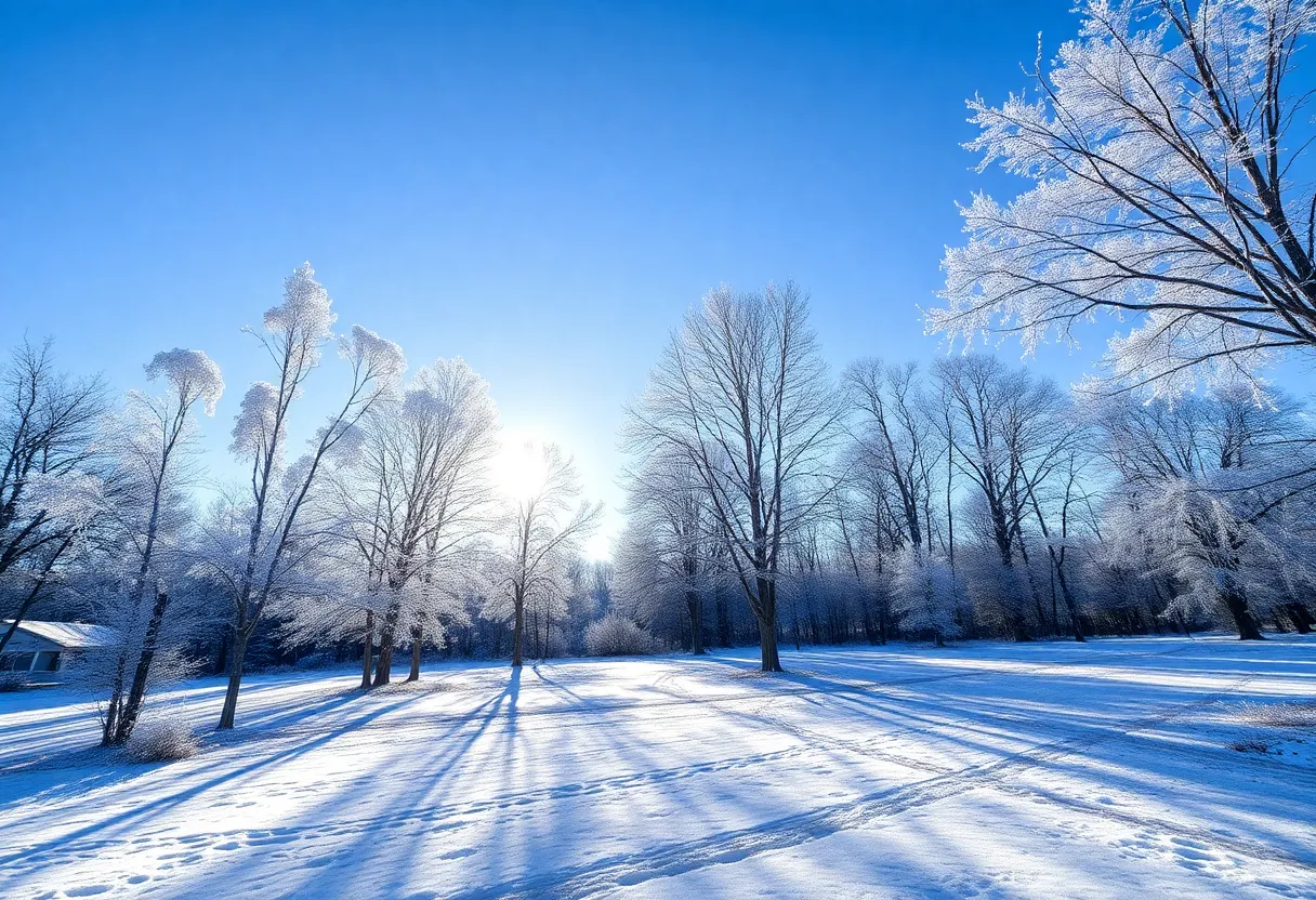 Clear blue sky over Clinton SC on a cold December morning